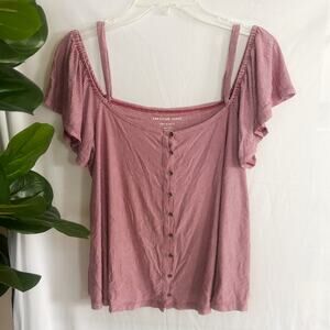 American Eagle Striped Button-Up Top Womens Size M